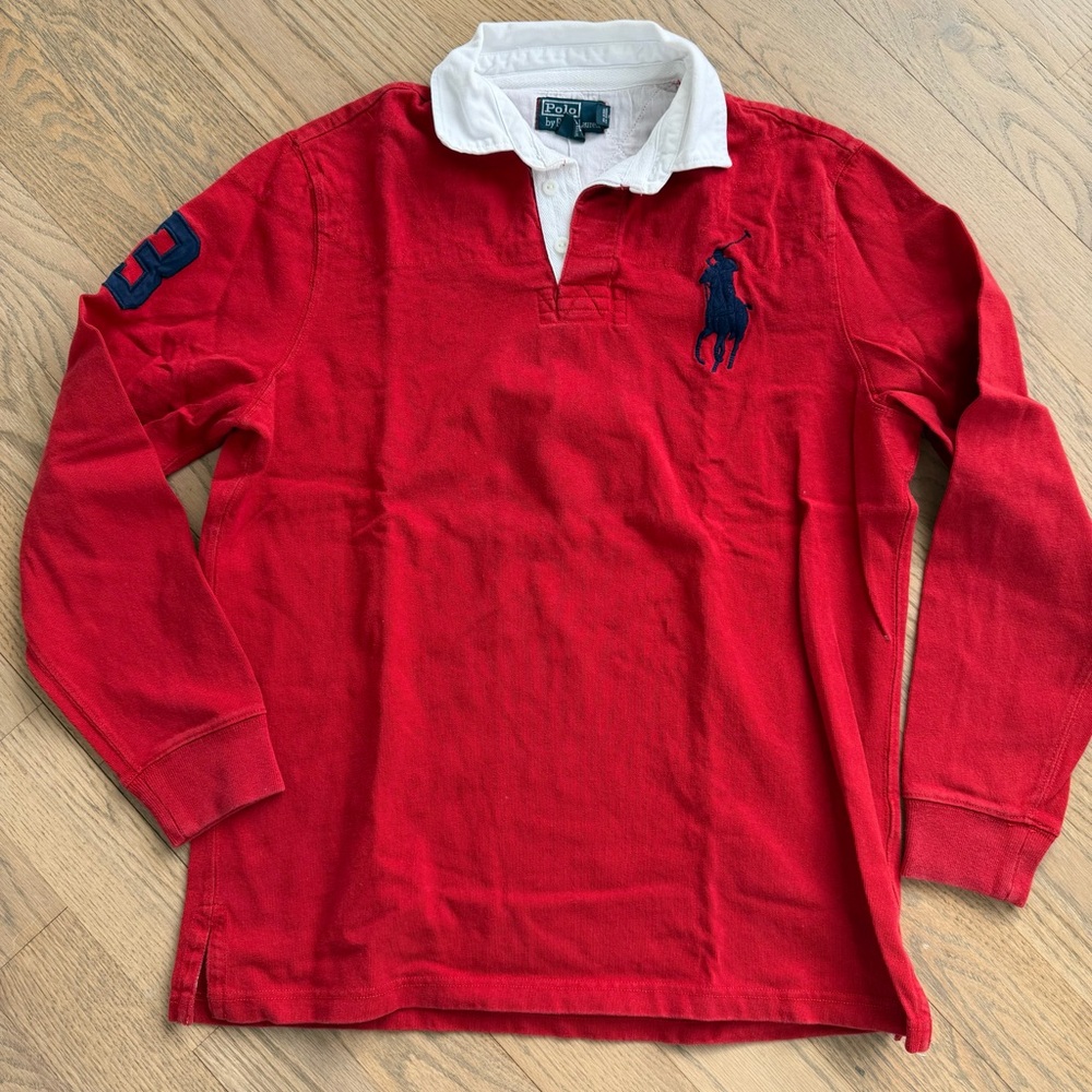 Polo by Ralph Lauren Red and Cream Shirt men's size m